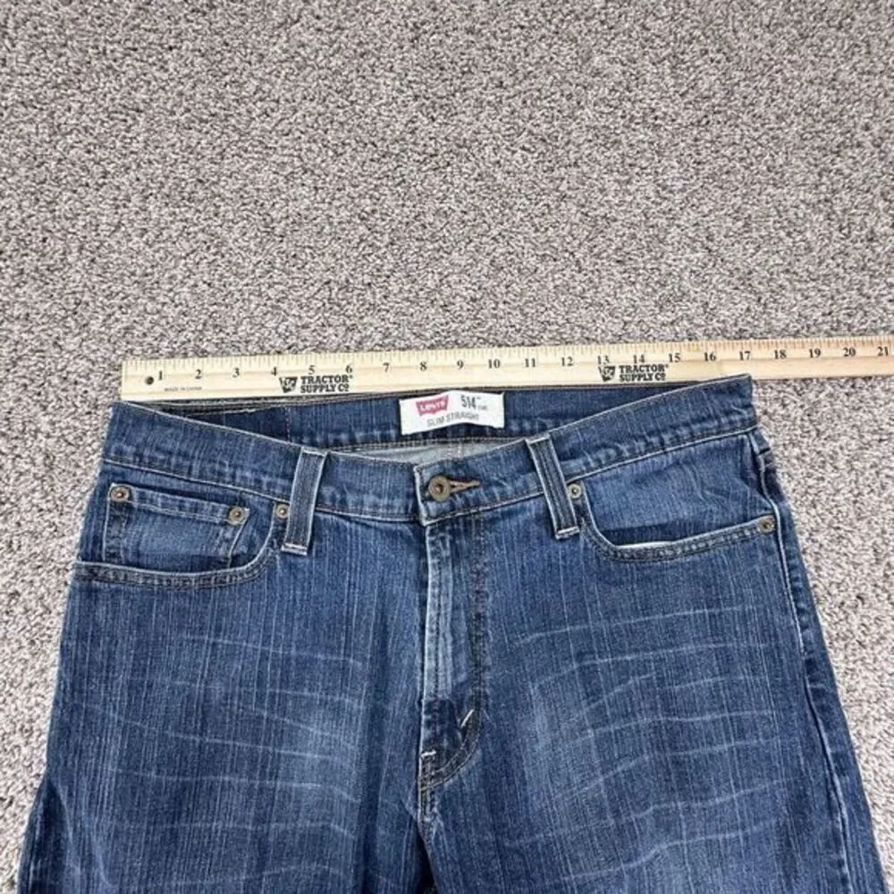 Levi's 514 Jeans Mens 34x30 Slim Straight Denim Medium‎ Wash Blue Actual